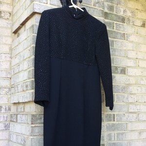 Warren Glister Sequin Waist Up Black Dress